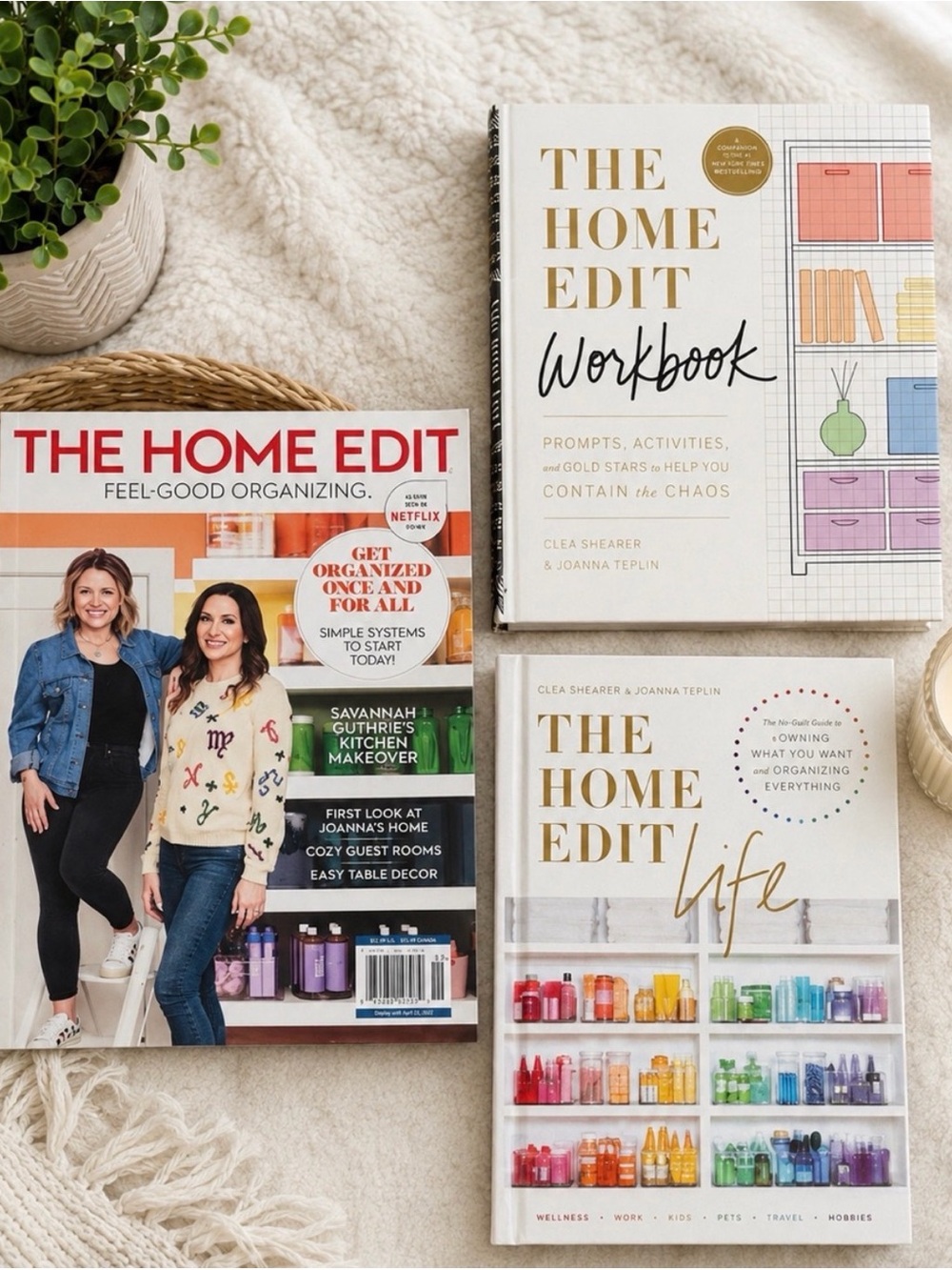 The Home Edit Coffee Table Book Set - White, Gold, Red, Rainbow Accents